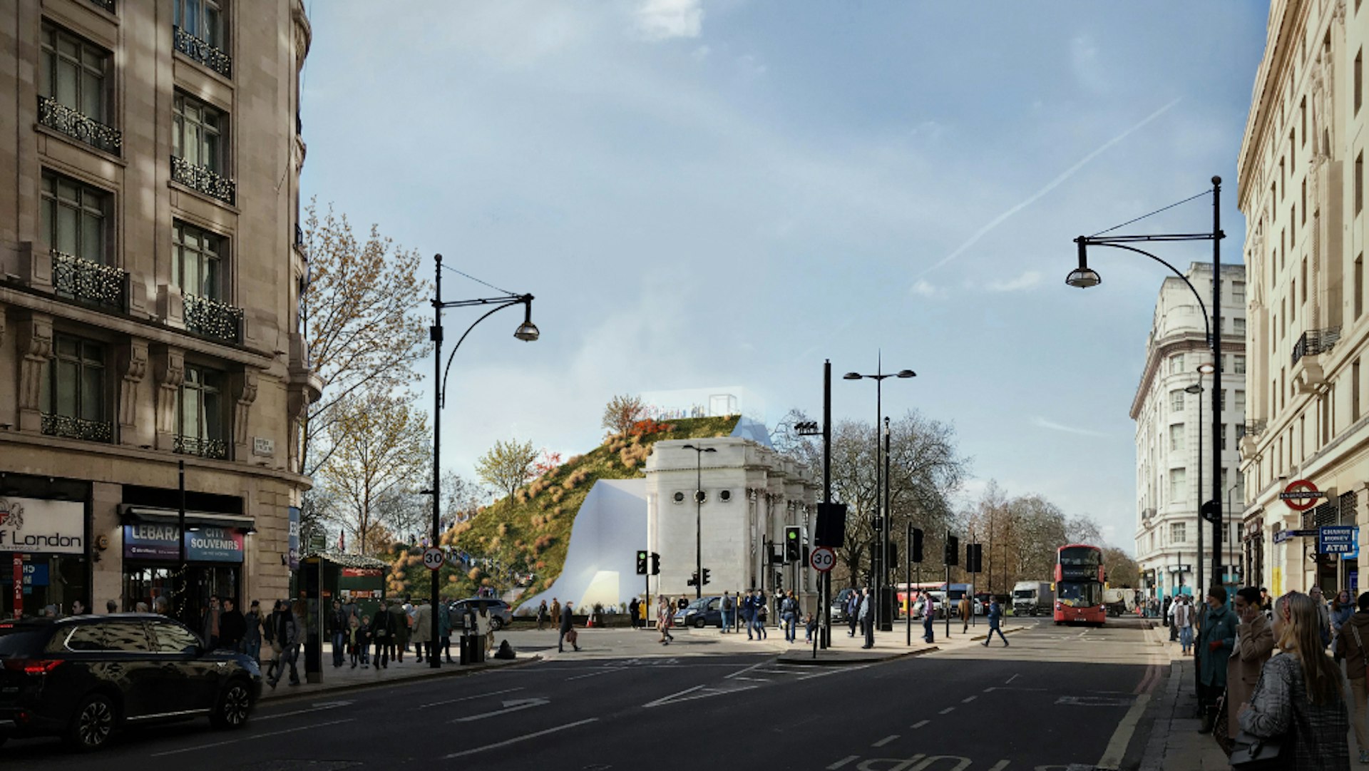 A rendering of the Marble Arch Hill installation in London